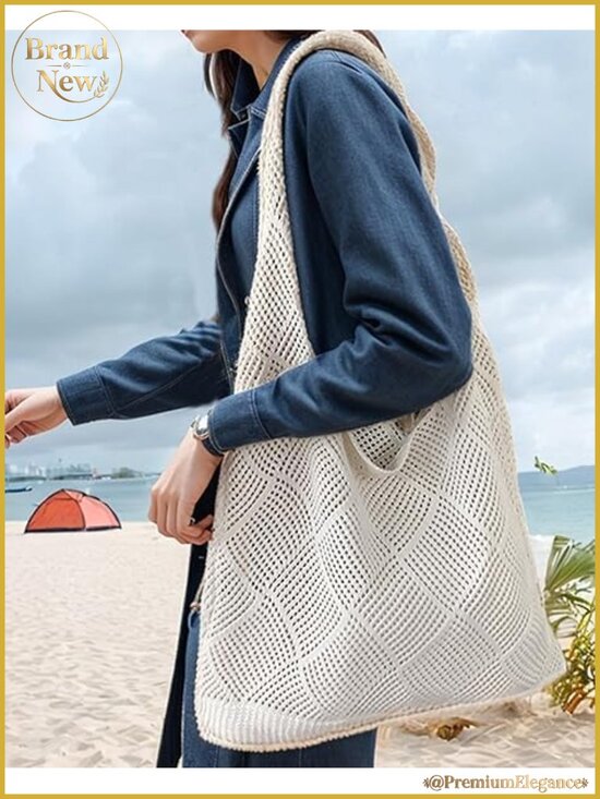 Handbags - Vintage Knitted Hobo Bag Retro Large Shoulder Tote Cable Knit